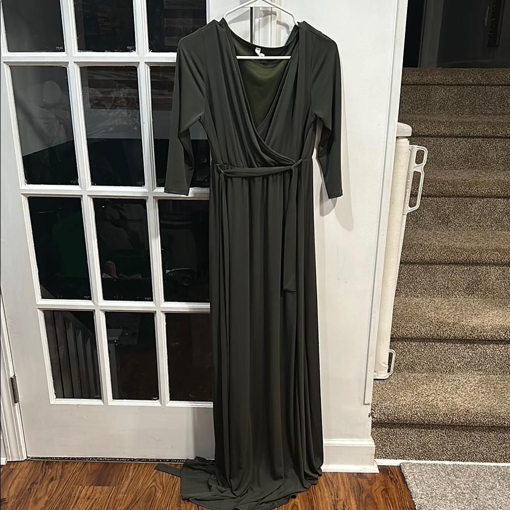 Elegant Olive Green Maxi Dress